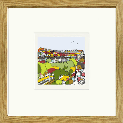 Print of Bradford City AFC Valley Parade in Oak Frame image of