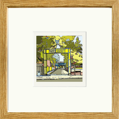Oxford United's Manor Ground Print in Oak Frame image of 