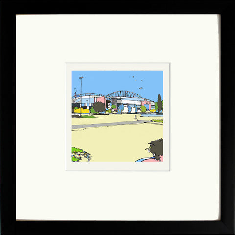Print of DW Stadium Wigan Athletic FC and Wigan Warriors in Black Frame image of