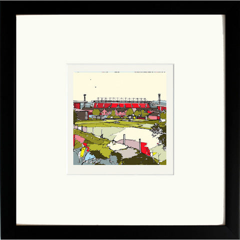 Print of Barnsley FC's Oakwell Ground Black Framed image of