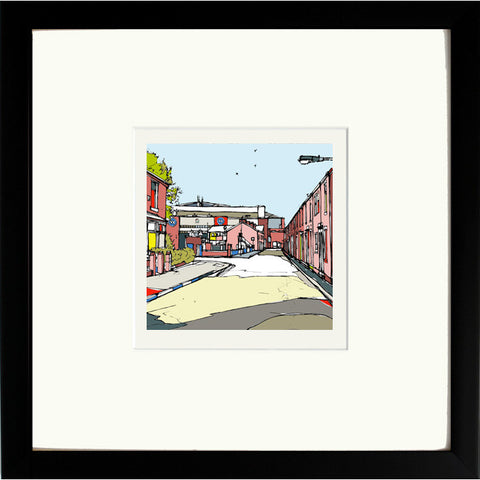 Blackburn Rovers FC's Ewood View Print in Black frame image of