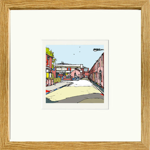 Blackburn Rovers FC's Ewood View Print in Oak frame image of