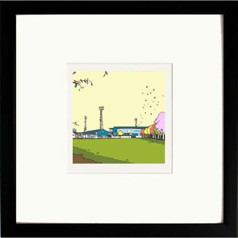 Print of Cardiff City Ninian Park Ground in Black frame image of 