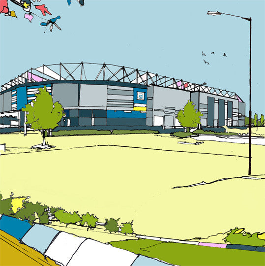 Print of Cardiff City Stadium the home of Cardiff City FC