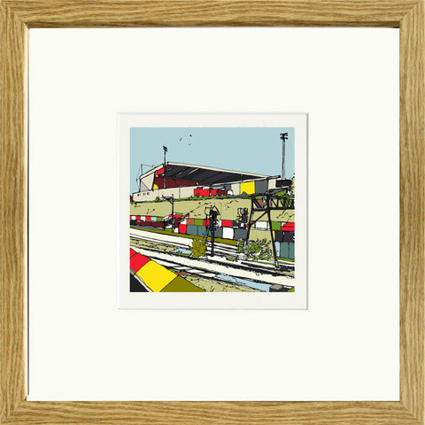 Print of Gresty Road Crewe Alexandra FC with Oak Frame image of 