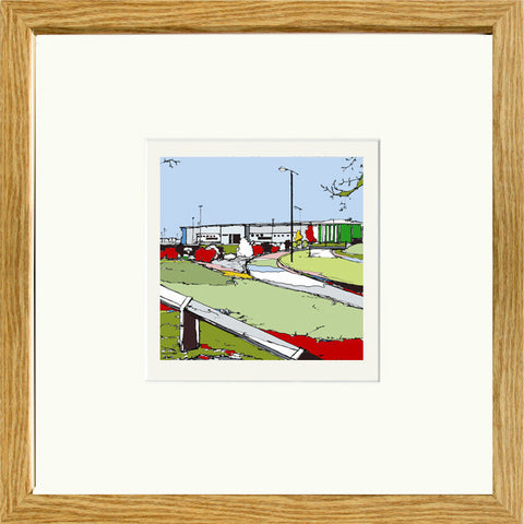 Print of Doncaster Rovers Keepmoat Stadium Oak Framed image of