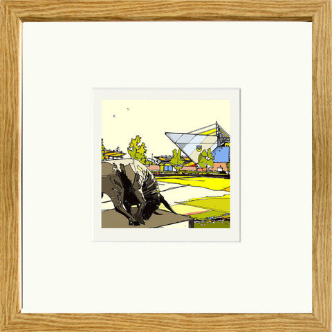 Oxford United's Kassam Stadium Print Framed in Oak image of
