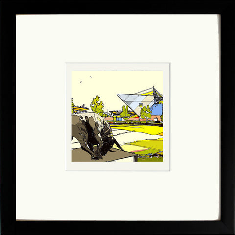 Oxford United's Kassam Stadium Print Framed in Black image of