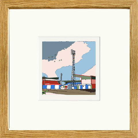 Print of The Spotland Stadium Rochdale AFC in Oak Frame image of