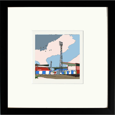 Print of The Spotland Stadium Rochdale AFC in Black Frame image of