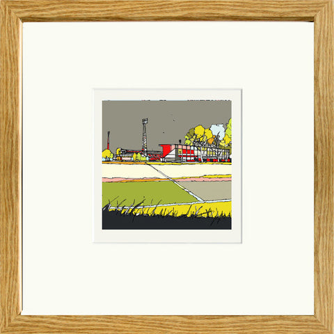 Print of Swindon Town's County Ground in Oak Frame image of