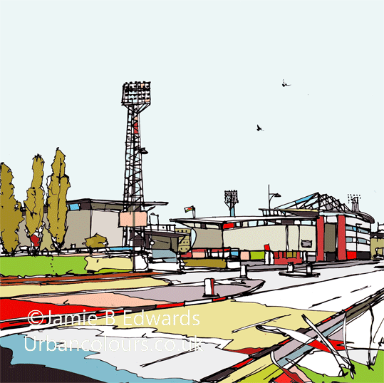 Wrexham AFC The Racecourse Ground Mappa minimalista Stampe e